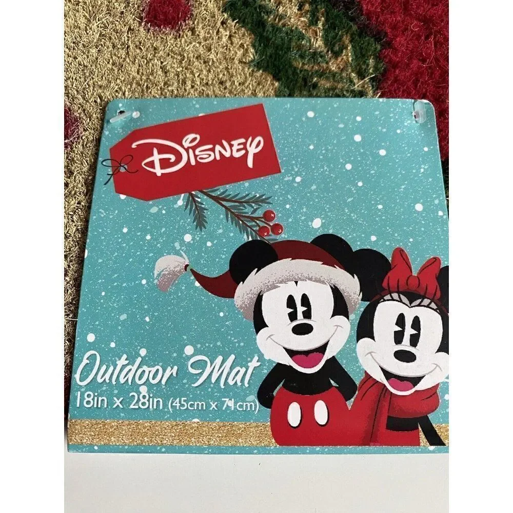 Disney Mickey Mouse Mistletoe Christmas Holiday Coir Door Mat 18x28” Outdoor NEW
